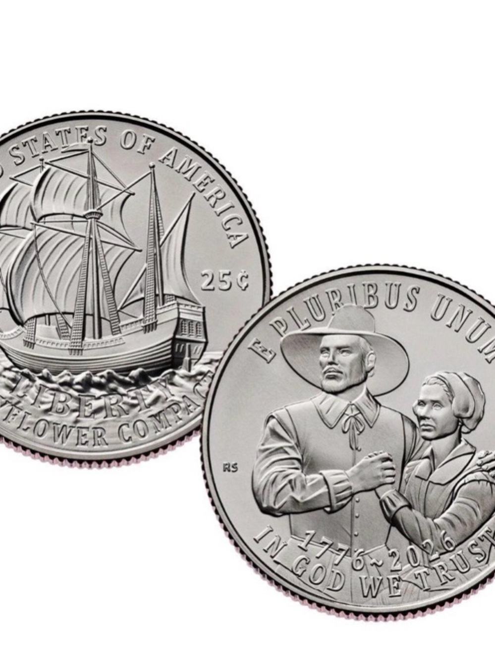 2026 Mayflower Compact Quarter BU P Mint America 250 1776 - 2026 Dual Date